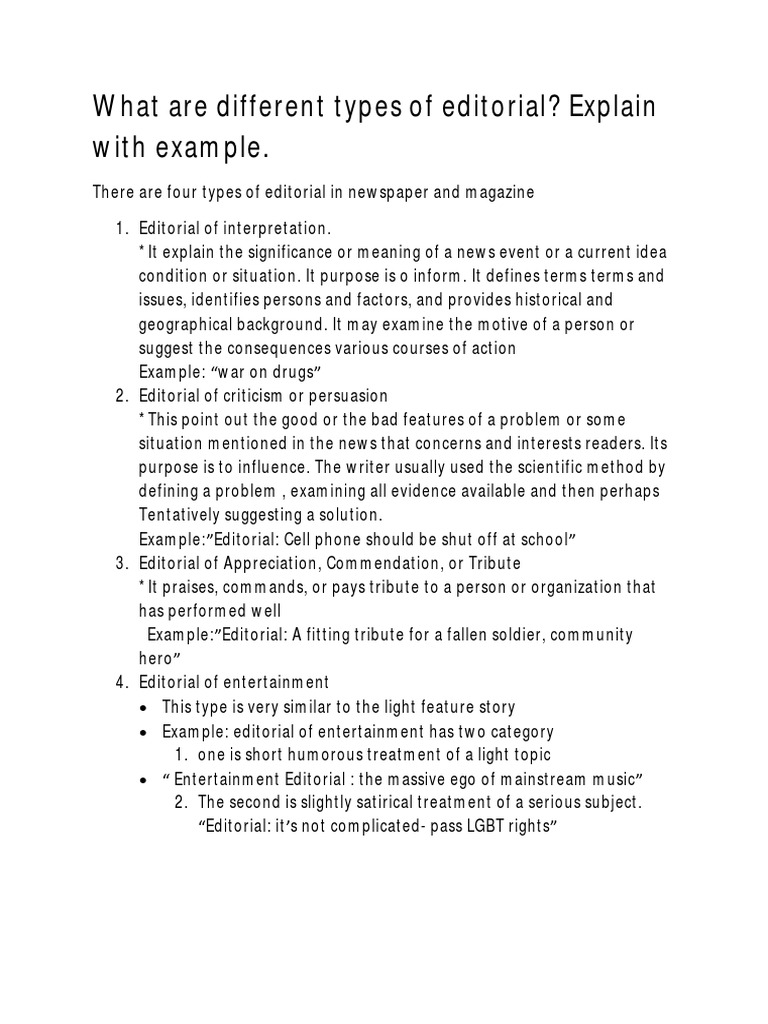 What Are Different Types of Editorial | PDF | Social Science | Science ...