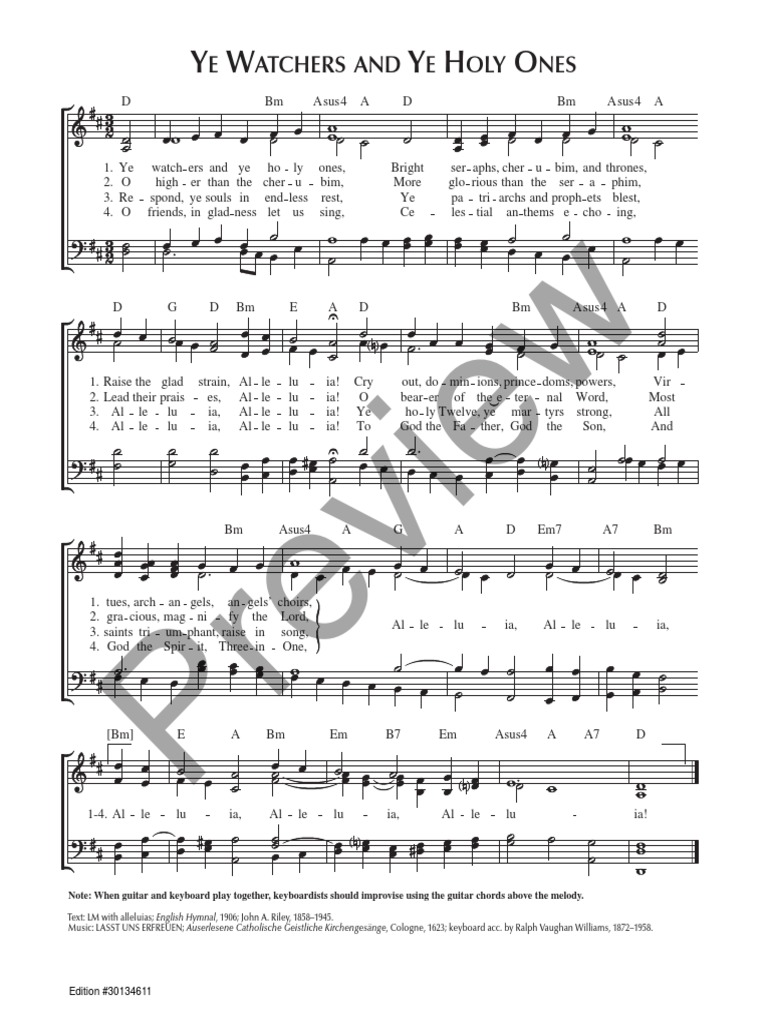 Ye Watchers and Ye Holy Ones PDF Christian Songs Christian