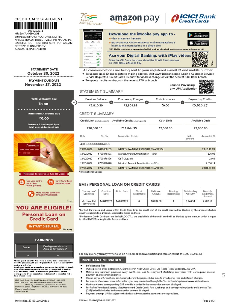 Credit Card Statement | PDF | Credit Card | Payments