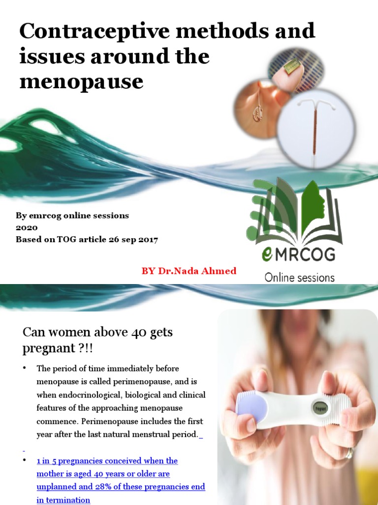 Contraceptive Methods and Issues Around The Menopause PDF Birth