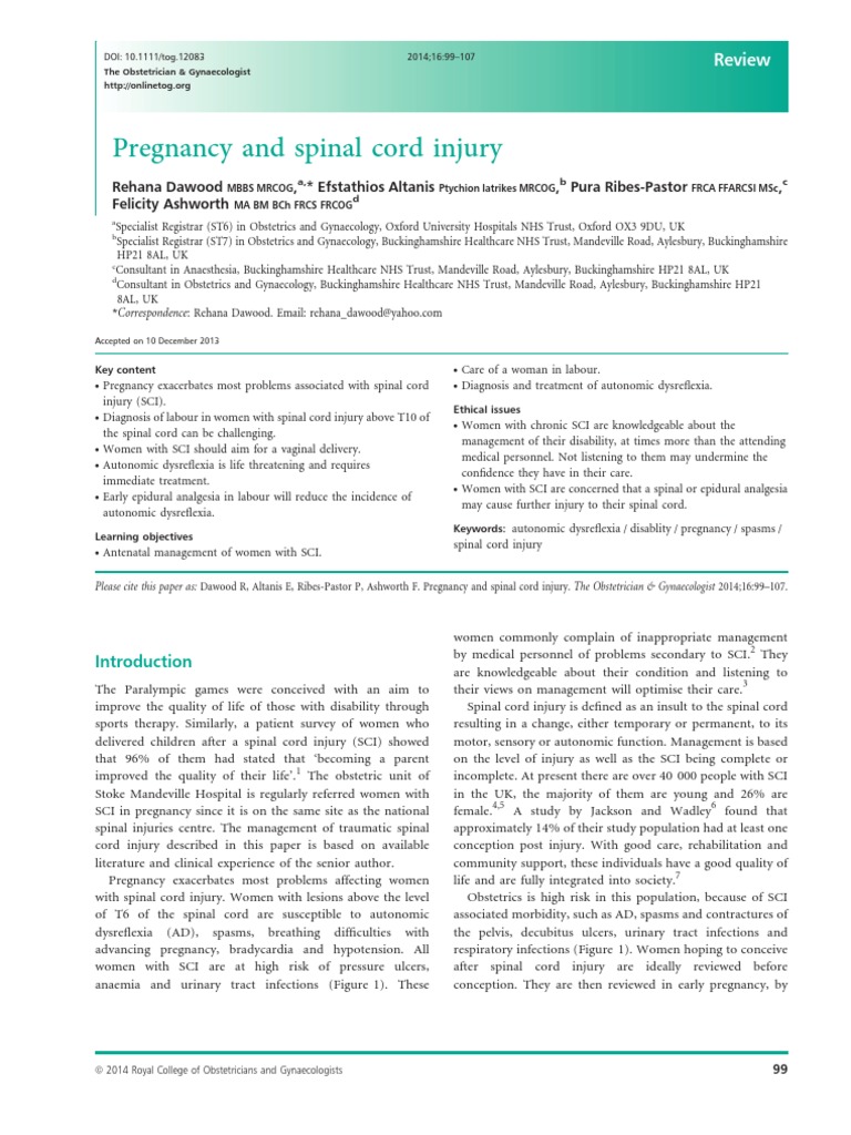 Pregnancy & Spinal Cord Injury | PDF | Childbirth | Spinal Cord Injury