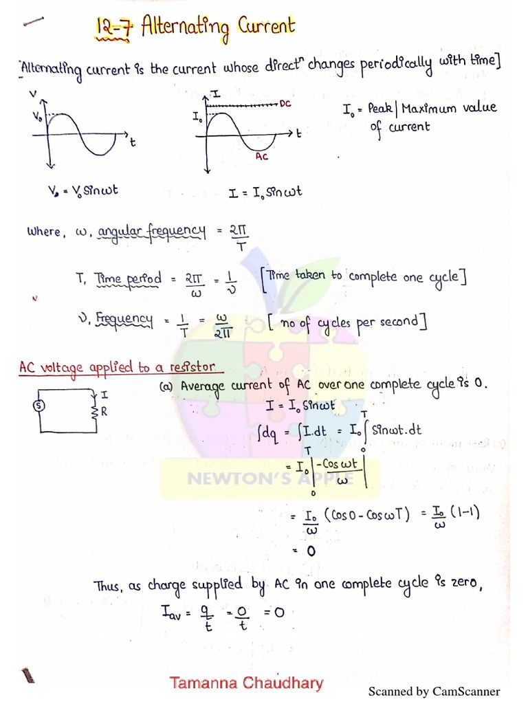 AIIMS Notes On Alternating Current by TC 1643888209331 | PDF
