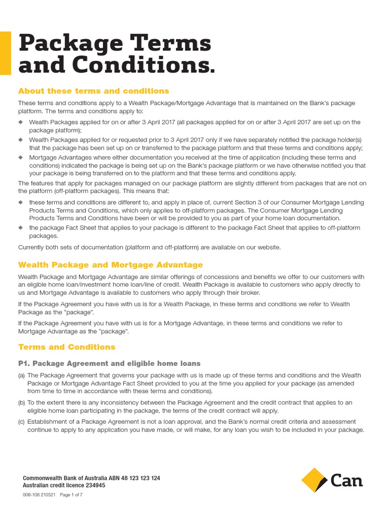 006 108 Package Terms and Conditions Download Free PDF Loans