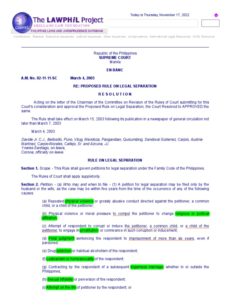 Proposed Rule on Legal Separation | PDF | Judgment (Law) | Appeal