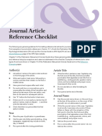 Journal Article Reference Checklist