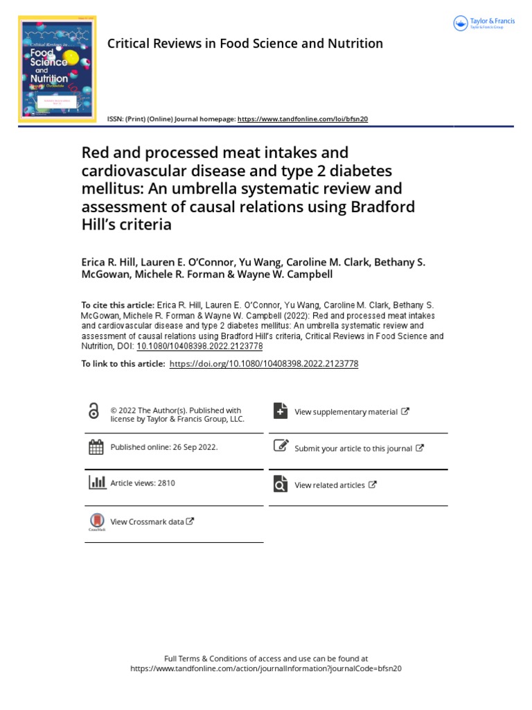 Red and Processed Meat Intakes and Cardiovascular Disease and Type 2