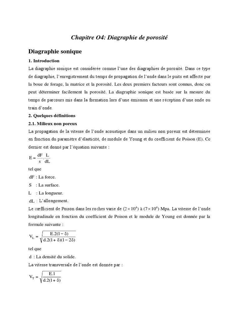 Diagraphie Sonique et Porosité | PDF | Vagues | Mécanique