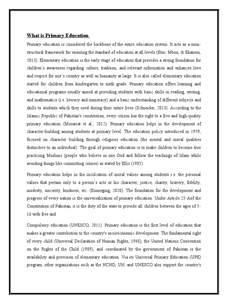 What Is Primary Education PDF Primary Education Literacy