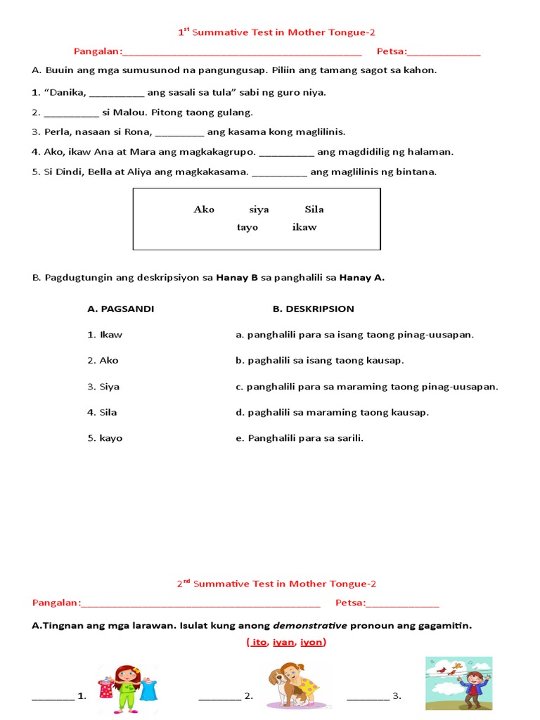 Q2 - MTB - Summative Test | PDF