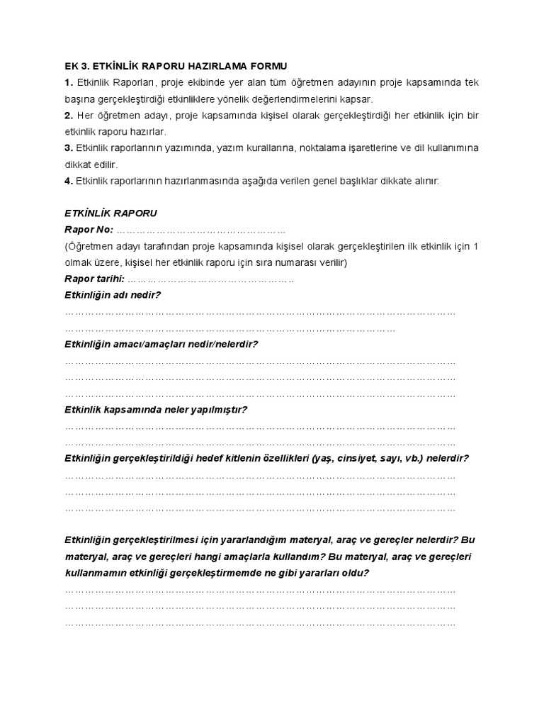 Ek 3 etk nl k raporu hazirlama formu pdf