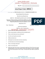 Process Planning and Cost Estimation Question Paper Analysis