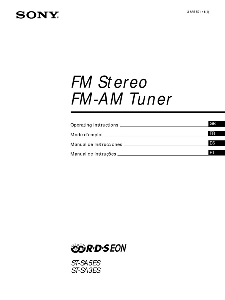 Sony FM/AM Tuner Manual | PDF | Antenna (Radio) | Frequency Modulation