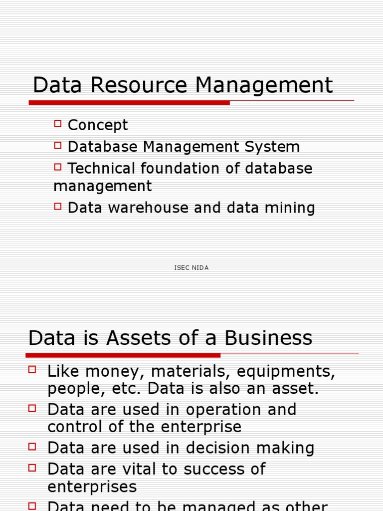 Data Resource Management Data Warehouse Databases