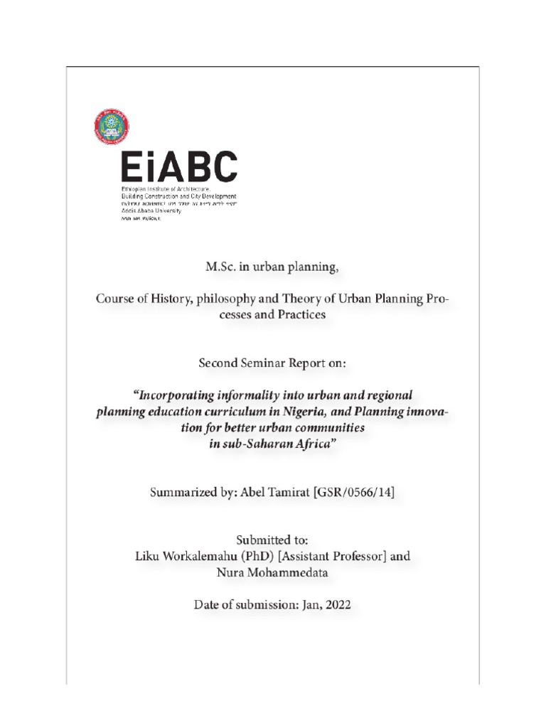 Incorporating Informality Into Urban and Regional Planning Education