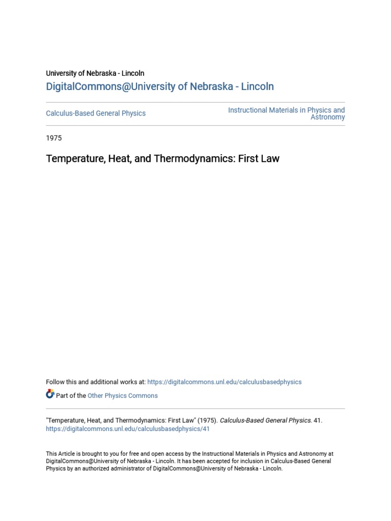 First Law of Thermodynamics Study Guide | PDF | Heat | Temperature