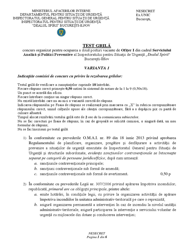 Subiecte Varianta 1 1 1 | PDF