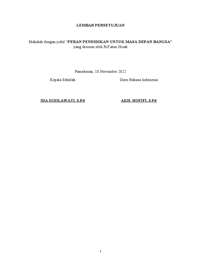 Halaman Depan Makalah - Pendidikan - Di - Indonesia | PDF