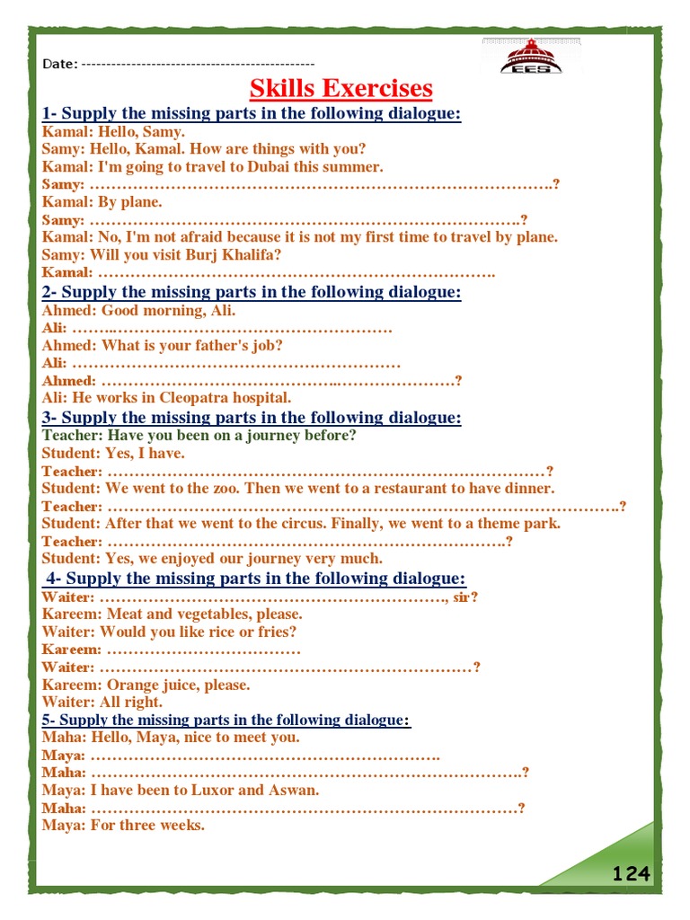 Dialogue Completion Exercises | PDF | Sleep | Ivory