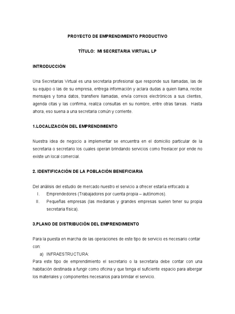 Proyecto de Emprendimiento Productivo Erick | PDF | Iniciativa ...