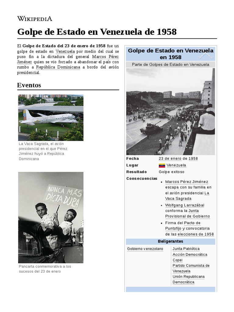 Golpe de Estado en Venezuela de 1958 PDF Gobierno