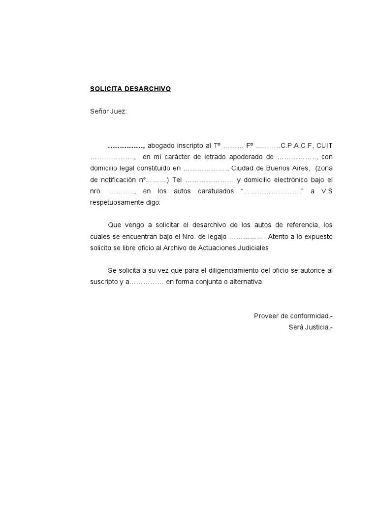 Solicita Desarchivo | PDF