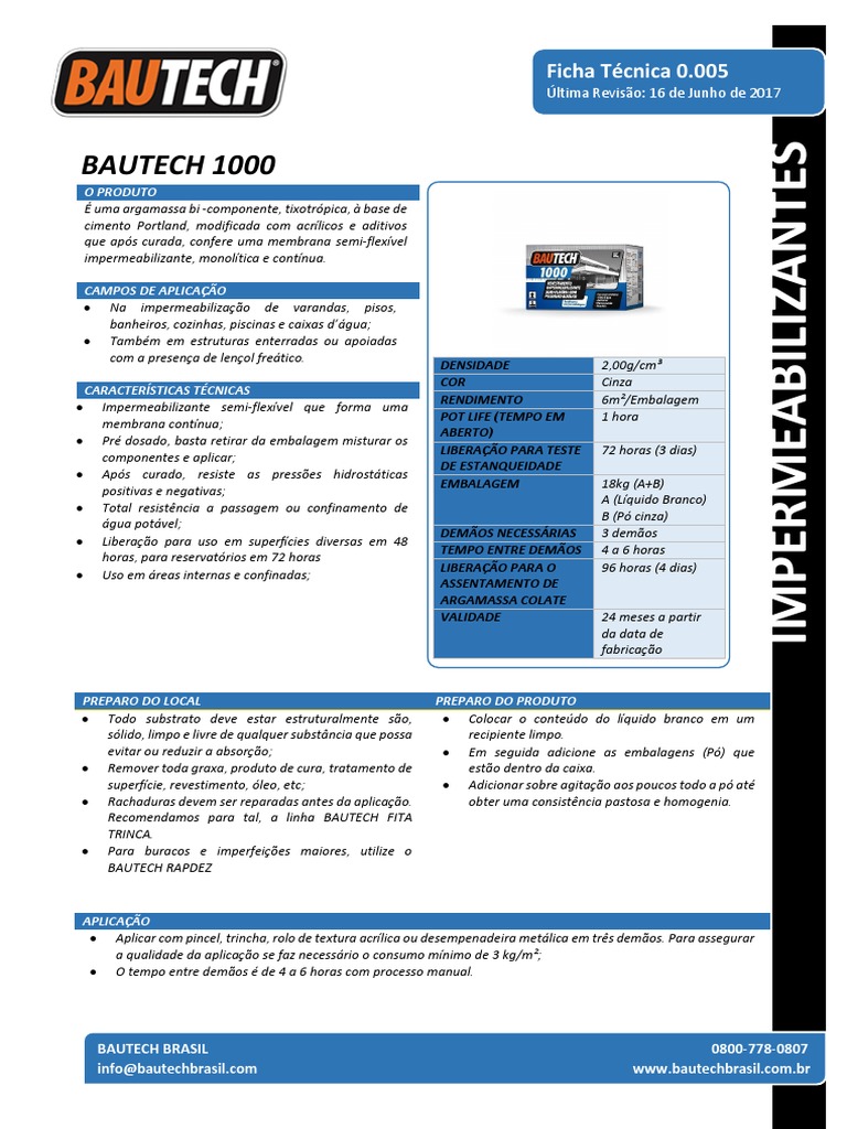 Bautech 1000 | PDF | Argamassa (alvenaria) | Embalagem e rotulagem
