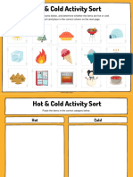 Hot and Cold Activity Sort Worksheets