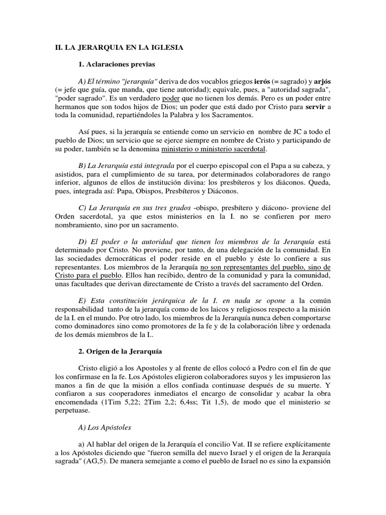 Jerarquía de la Iglesia y su Origen | PDF | eucaristía | Sacerdote