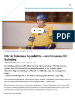 Här Är Tidernas Ögonblick - Ovationerna Till Salming - SVT Sport