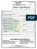 Formato Ficha de Matricula