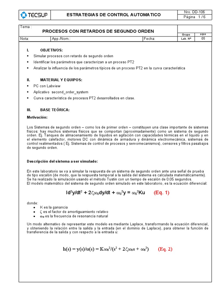 Simulación de Sistemas PT2 en Control Automático | PDF | Simulación ...