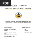 Project Report On Vehicle Management System