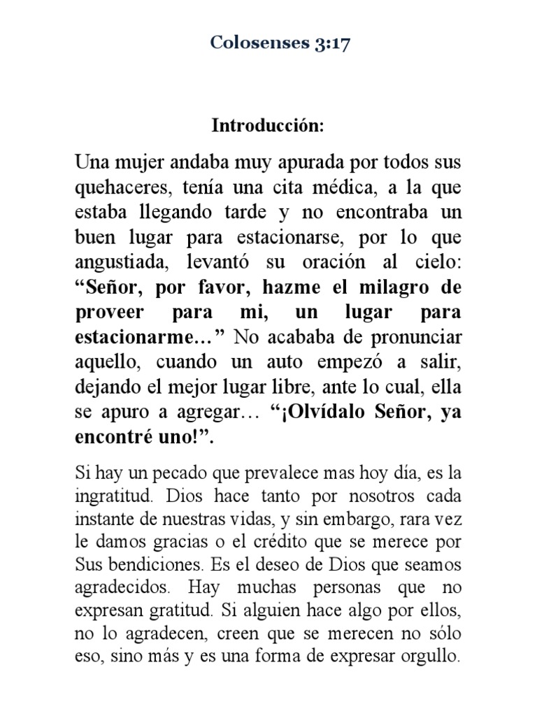 Sermon Bendiciones De La Gratitud A Dios Pdf Gratitud David