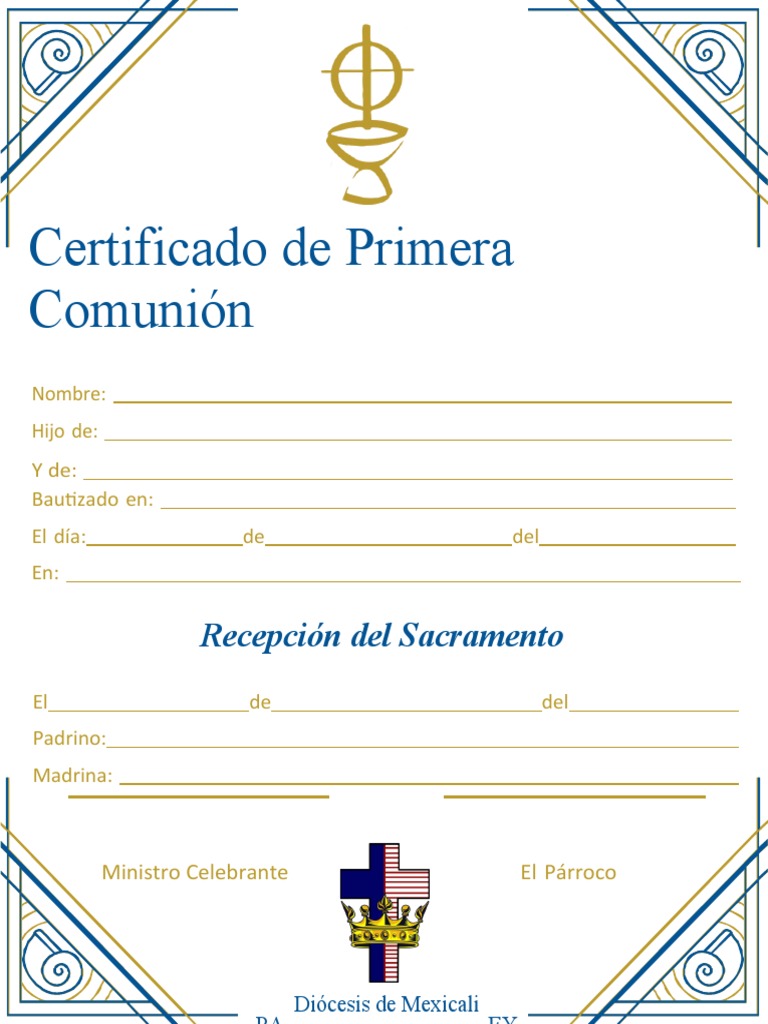 Boleta de Primera Comunión PDF