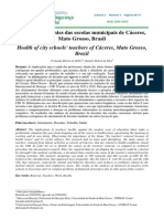 Saúde Dos Docentes Das Escolas Municipais de Cáceres