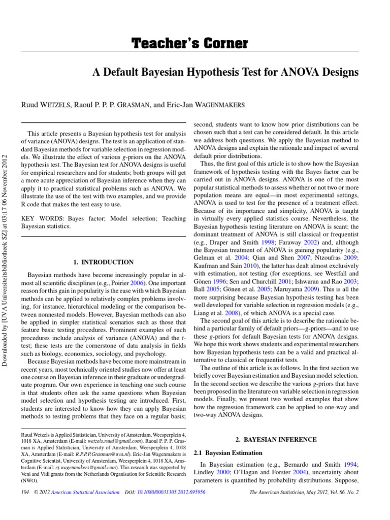 Bayesian Hypothesis Test - Paper | PDF | Bayesian Inference | Analysis ...