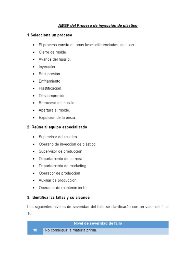 AMEF Del Proceso de Inyección de Plástico | PDF