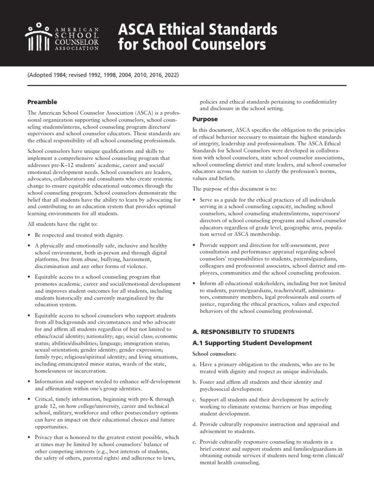 Asca And Aacc Ethical Standards Summary