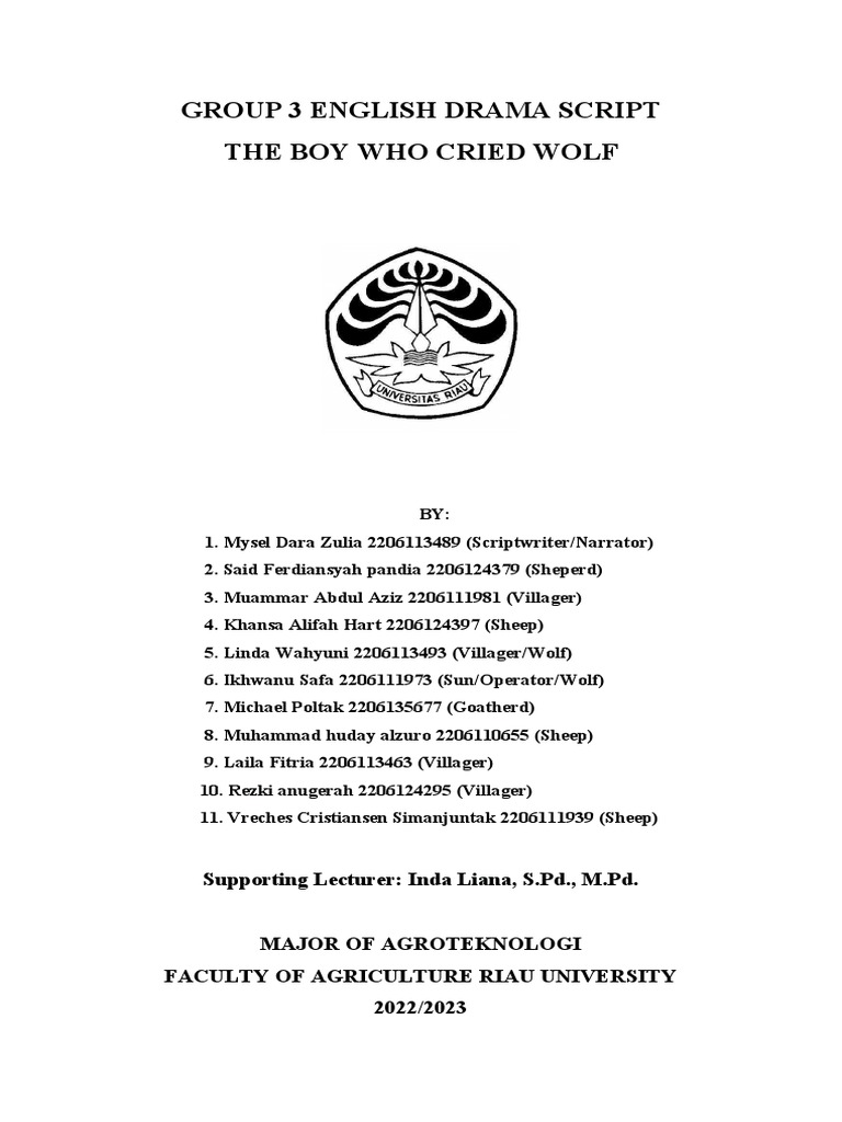 The boy who cried wolf drama script group 3 pdf