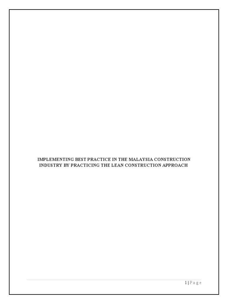Lean Construction in Malaysia's Industry | PDF | Lean Manufacturing ...