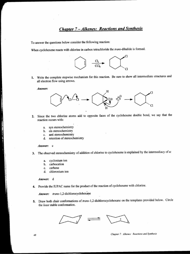 Alkene Reactions and Mechanisms Chlorination of Cyclohexene and