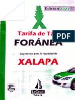 Tarifario Foráneo Taxi Localidad Xalapa 2022
