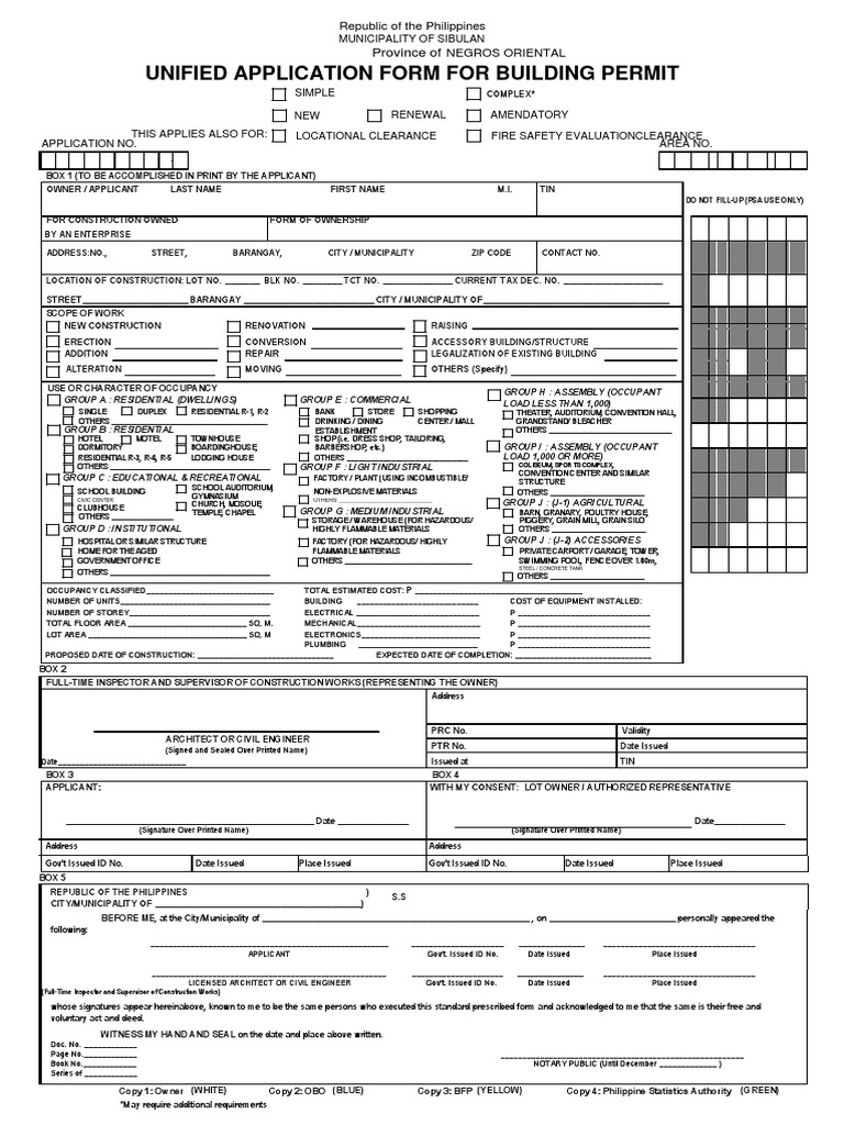 3 Unified Application For BLDG Permit FRONT | PDF