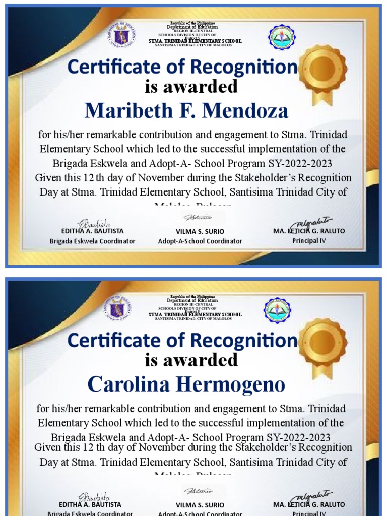 Certificate of Recognition 2022 Stakeholder PDF