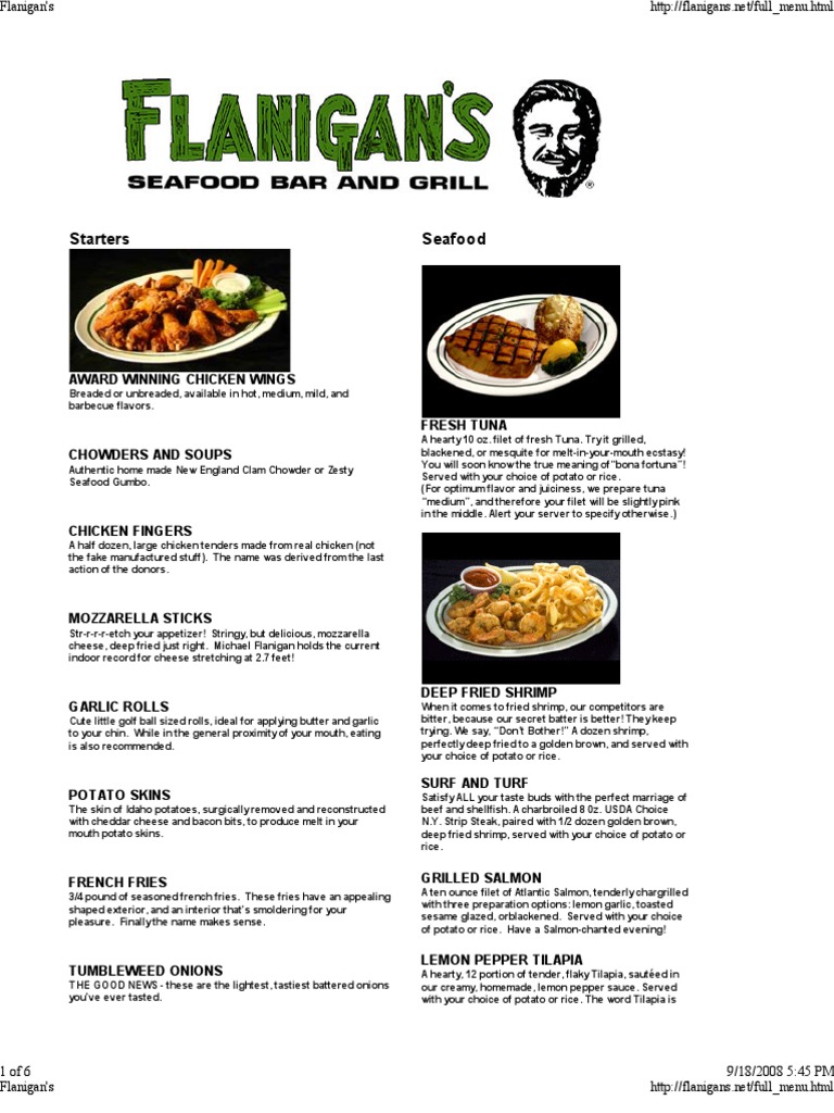 Flanigan's menu deals