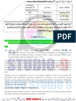 Course Name: Level: Ma / Med Course Code: 623 Semester: Spring 2022 Assignment: 1 Due Date: 14-08-2022 Total Assignment: 2 Late Date: 02-10-2022