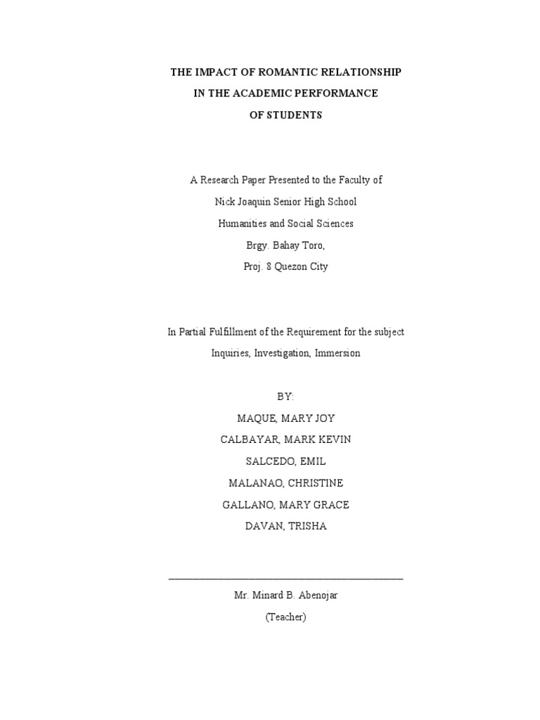 The Impact of Romantic Relationship | PDF | Love | Survey Methodology