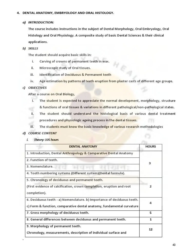 Daoh Syllabus PDF Human Tooth Dental Anatomy