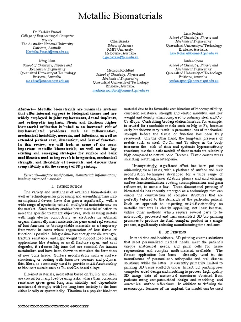 Roldan Metallic BioMaterials PDF Titanium Stainless Steel