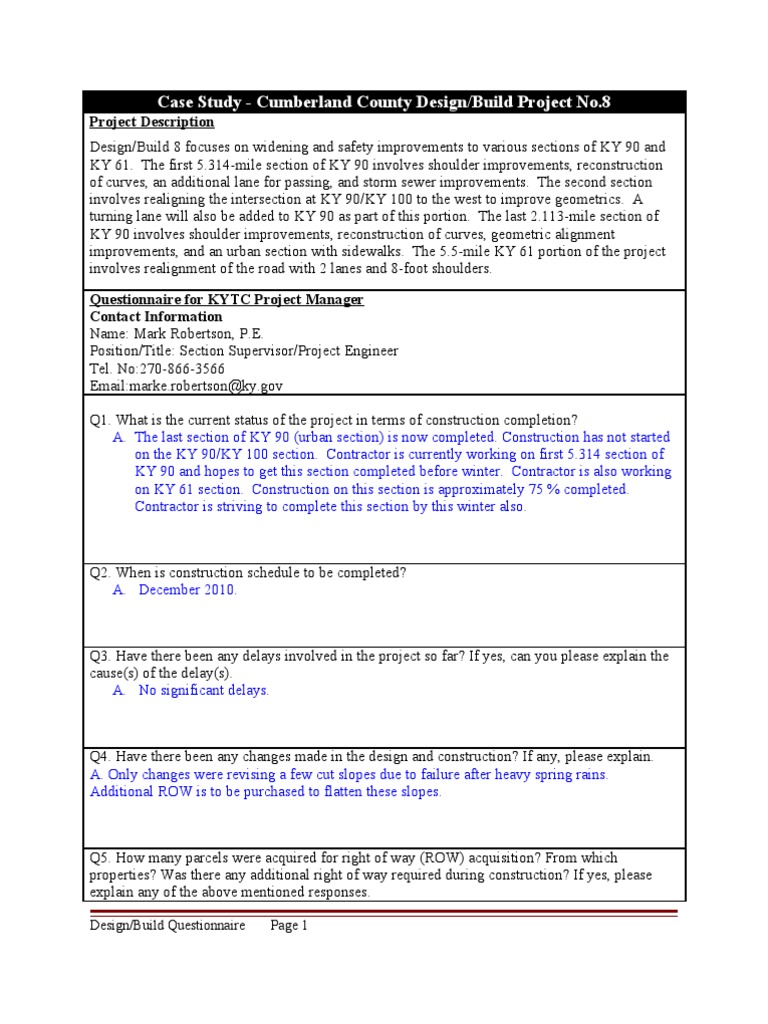 Cumberland County Road Improvement Case Study | PDF | Engineering ...